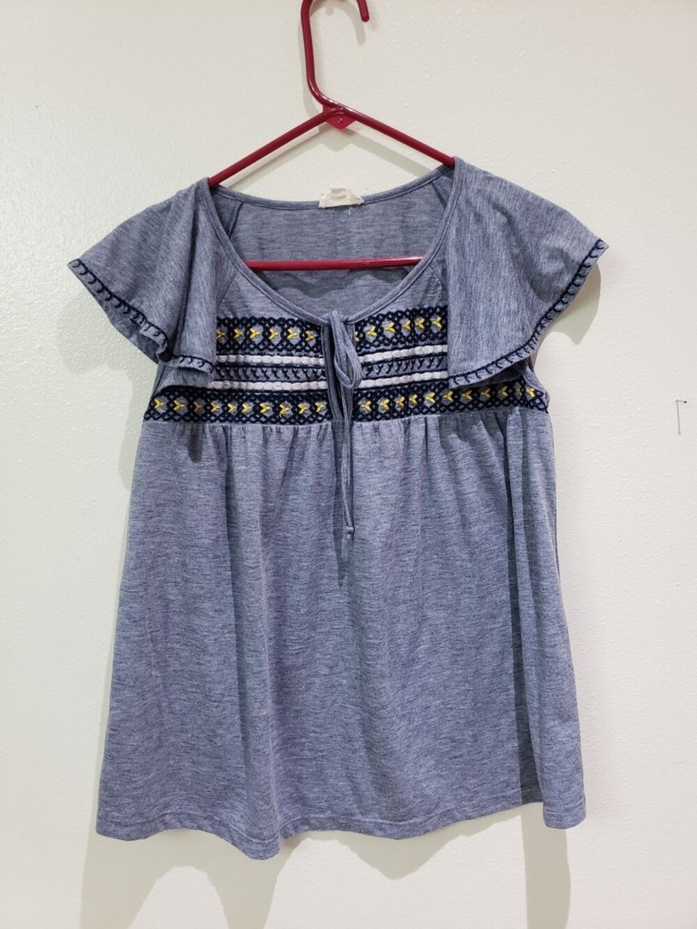 Hem & Thread blue, baby doll, short flutter sleeve top, size M